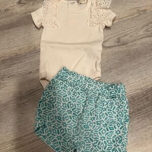 Jessica Simpson Cream and Teal Kids Matching Set